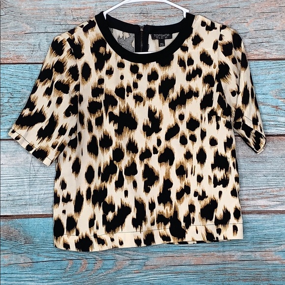 Topshop Tops - TOPSHOP Animal print Crop Top size 2